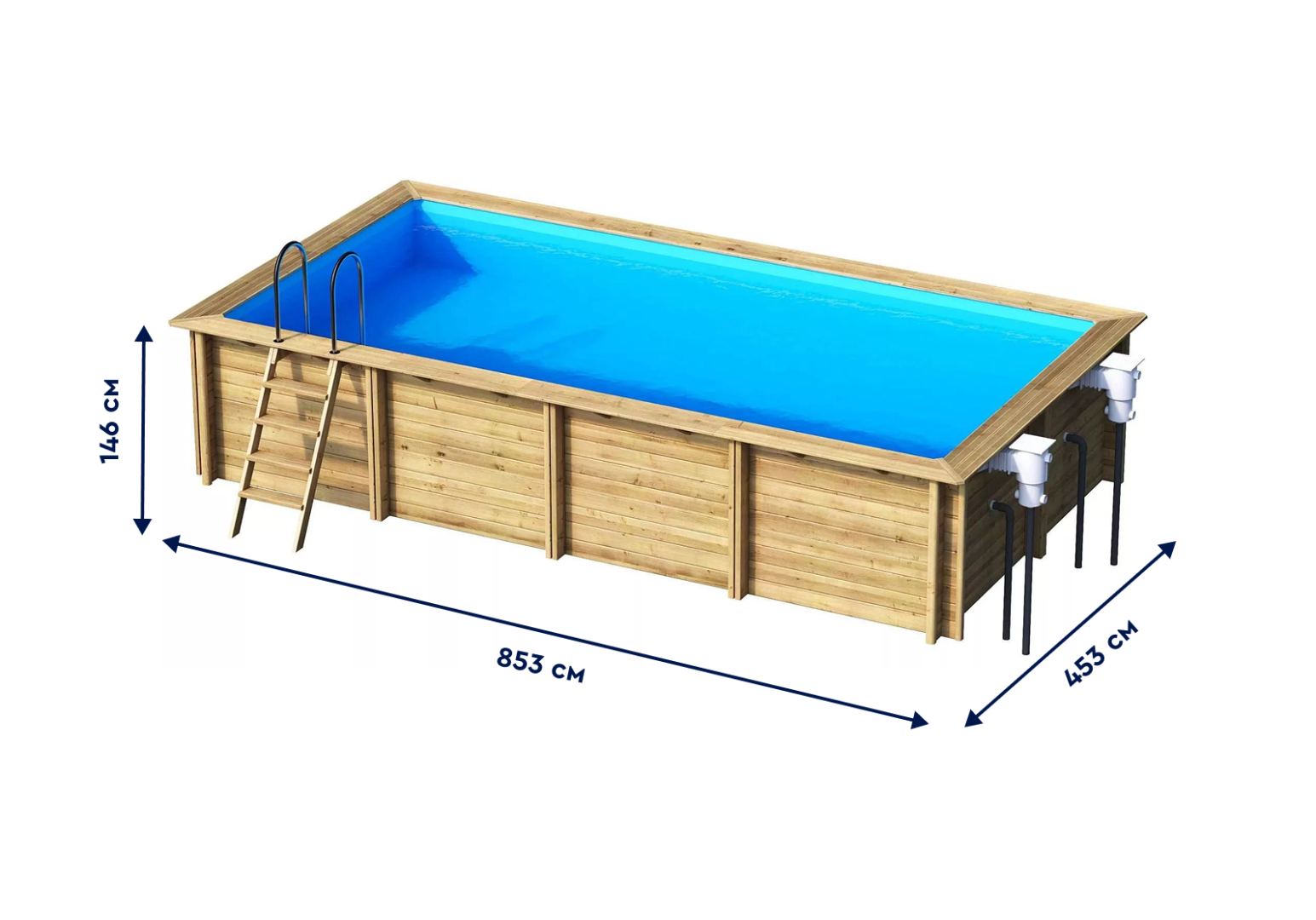 27196210 Weva 8x4 Wooden pool, pine, DB, Ht: 146 Бассейн плавательный с деревянной отделкой бортов