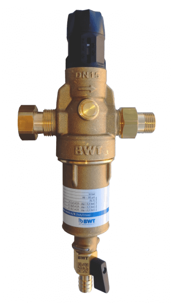 Фильтр механической очистки горячей воды BWT Protector mini HWS H/R с редуктором давления