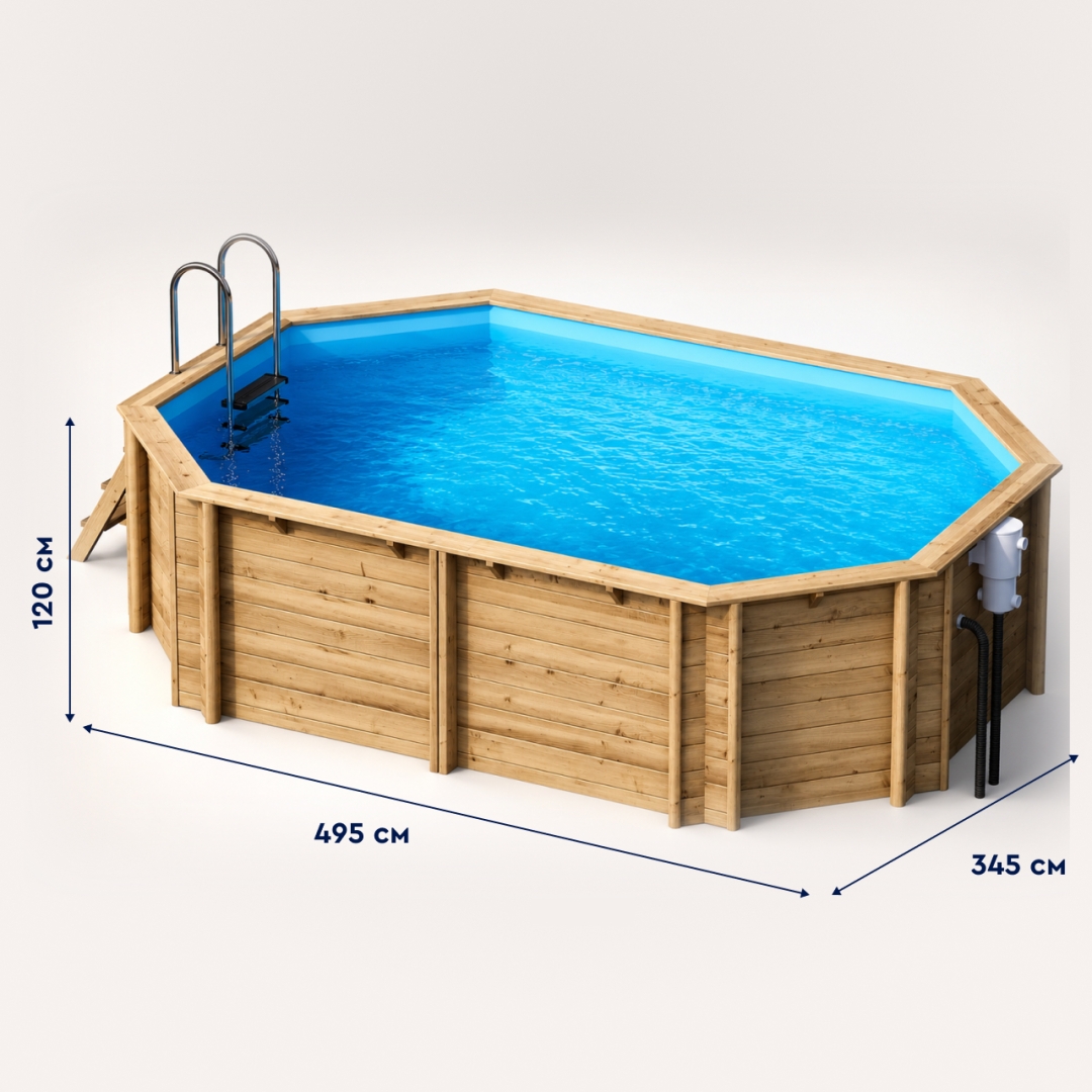 27113205 Tropic 510 wooden pool, pine, DB, Ht:120 Бассейн плавательный с деревянной отделкой бортов