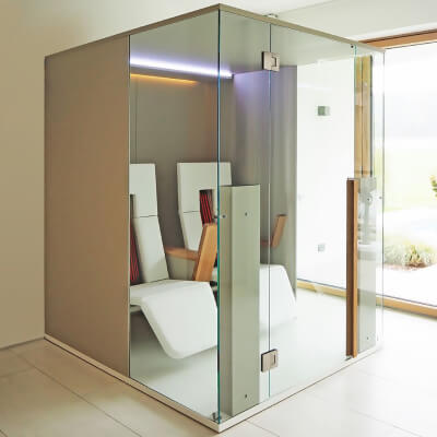 ZEN LOUNGE 2Size: 154x190x200 cm, 2000 Watt, 2 people, white leatherette