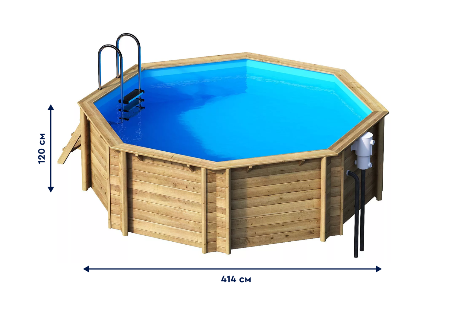 27111205 Tropic 414 wooden pool, pine, DB, Ht: 120 Бассейн плавательный с деревянной отделкой бортов