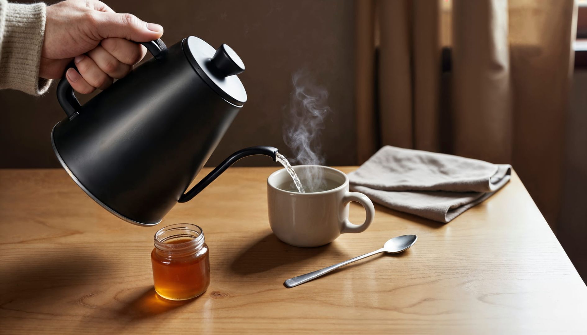 Чайник с водой после очистки от накипи и налета