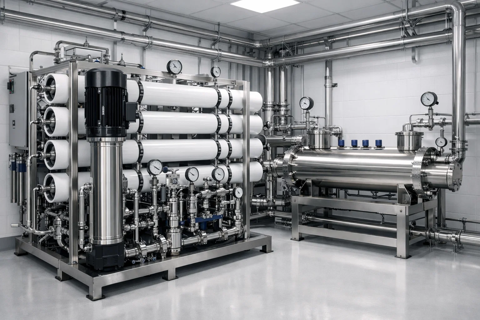 Промышленные системы обратного осмоса и очистки воды в современном дата-центре.
